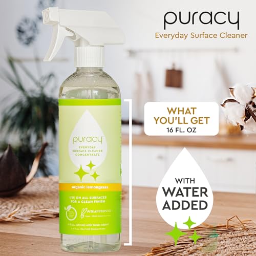 PURACY MULTI-SURFACE CLEANER SPRAY – PLANT-POWERED EVERYDAY SURFACE CLEANER – NATURAL ALL PURPOSE CLEANING SOLUTION AS SEEN ON TIKTOK (ORGANIC LEMONGRASS SPRAY BOTTLE, 16 FL OZ)