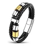 Areke Braided Leather Bracelet Bangle Rope For Men Women,Stainless Steel Magnetic Clasp 7.5-8.5 Inch Item Length 7.5 inch