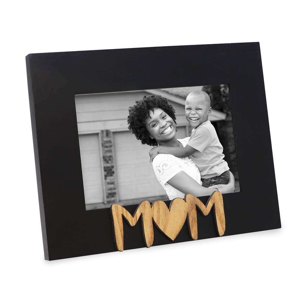 Isaac Jacobs Black Wood Sentiments "Mom" Picture Frame, 4x6 inch
