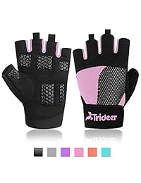trideer Luz Guantes para Levantamiento de pesas gimnasio guante de microfibra para pesas, entrenamiento Bodybuilding Cruz, Ultra Ligero Transpirable Lycra, antideslizante gel pad, mejor para hombres & mujeres (Par)