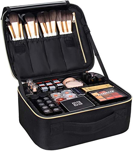 monstina estuches de tren de maquillaje estuche de maquillaje de viaje profesional estuches de cosméticos organizador bolsa de almacenamiento portátil para cosméticos pinceles de maquillaje artículos de tocador accesorios de viaje negro