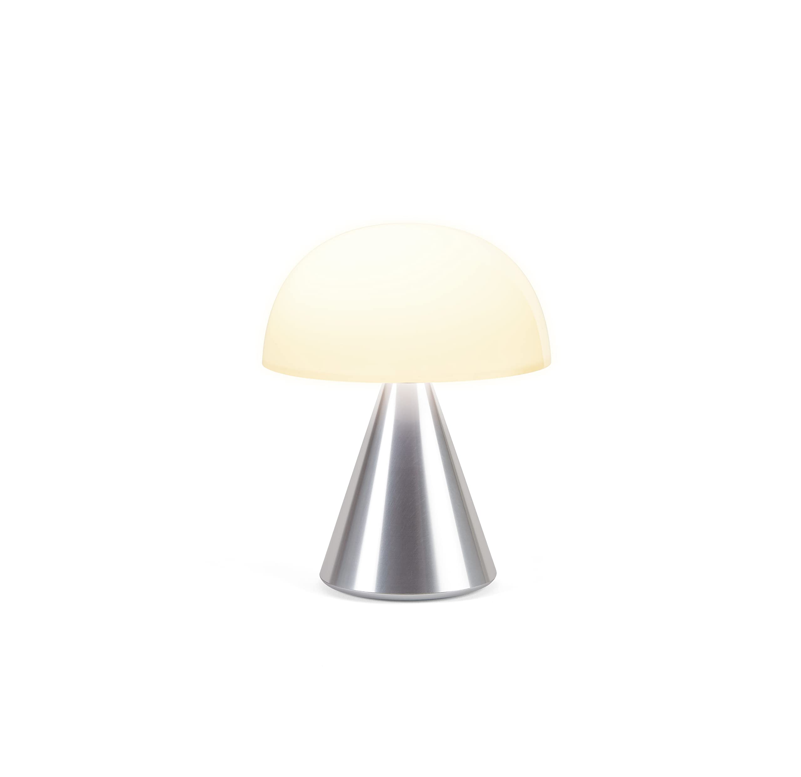 Lexon Mina L Mushroom Lamp - 9 LED Color Table Lamp for Bedrooms, Living Room & Office - Cordless, Rechargeable with 24h Light & Dimmer, Aluminum, Large - Alu Poli