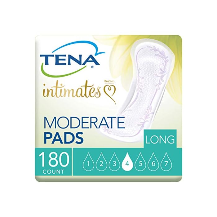 Tena Incontinence Pads, Bladder Control & Postpartum for Women, Moderate Absorbency, Long, Intimates - 180 Count