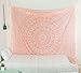Popular Handicrafts Wall Hanging Tapestry for Bedroom Hippie Mandala Bohemian Tapestry Floral Design Indian Magical Thinking Tapestries Dorm Decor 84 x 90 Inches (215cm x 230cm) Rose Gold