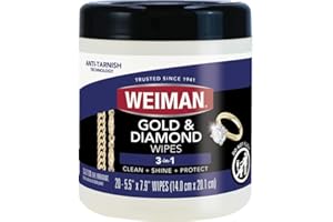 Weiman Gold & Diamond 3-in-1 Wipes - The Premium Jewelry Cleaner, Removes Tarnish and Dirt, Restores & Protect Sparkle and Shine, Easy-to-Use Wipes, Safe for Silver, Platinum, Gemstone, Titanium