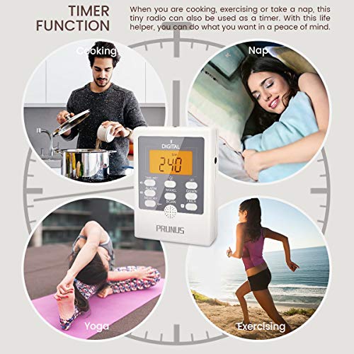 image for J-157 Portable Pocket AM/FM Radio, Mini Alarm Clock Radio with Sleep T