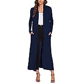 Bluetime Women Floor Length Open Front Cardigan Lightweight Long Sleeve Maxi Duster with Pockets (S-3XL)