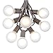 G50 Patio String Lights with 25 Frosted Globe Bulbs – Outdoor String Lights – Market Bistro Café Hanging String Lights – Patio Garden Umbrella Globe Lights - Brown Wire - 25 Feet