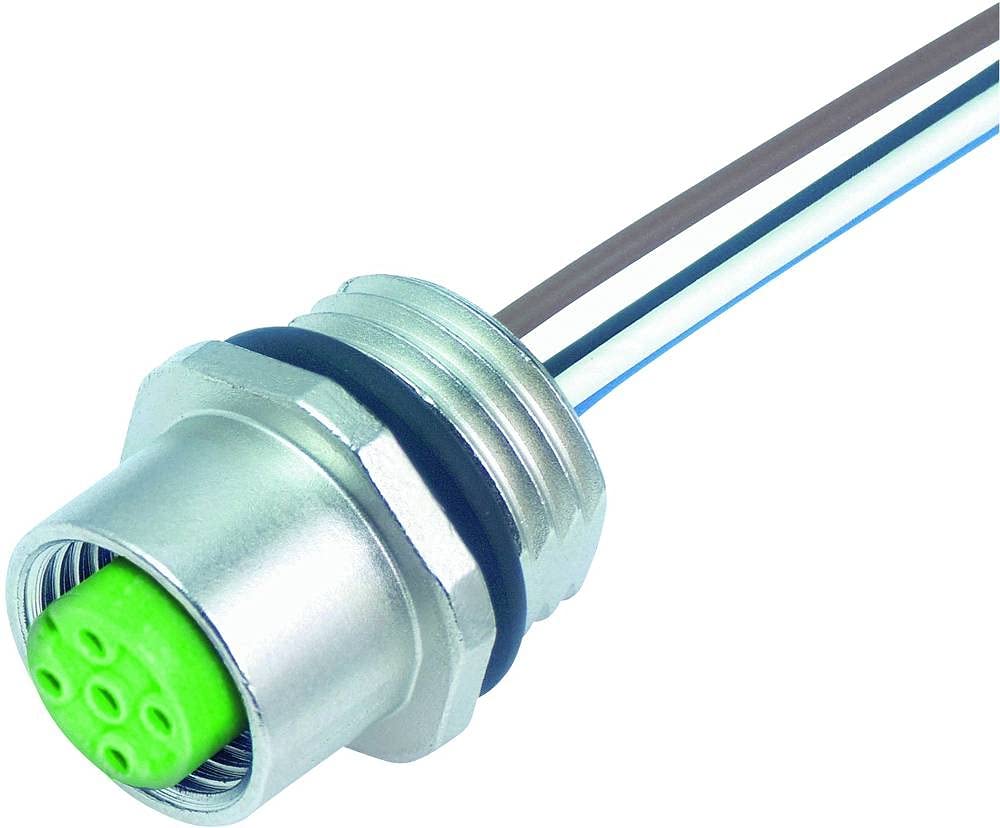 M12 Flange Socket A-Code, Front Wall Mounting