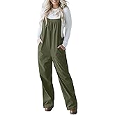ONLYSTORY Jumpsuits for Women Casual Corduroy Overalls Adjustable Straps Wide Leg Rompers Sleeveless Jumpsuit with Pocket