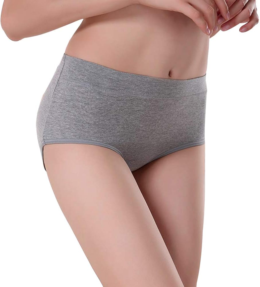 Womens Underwear,Cotton Mid Waist No Muffin Top Full Coverage Brief Ladies Panties Lingerie Undergarments for Women Multipack: Clothing