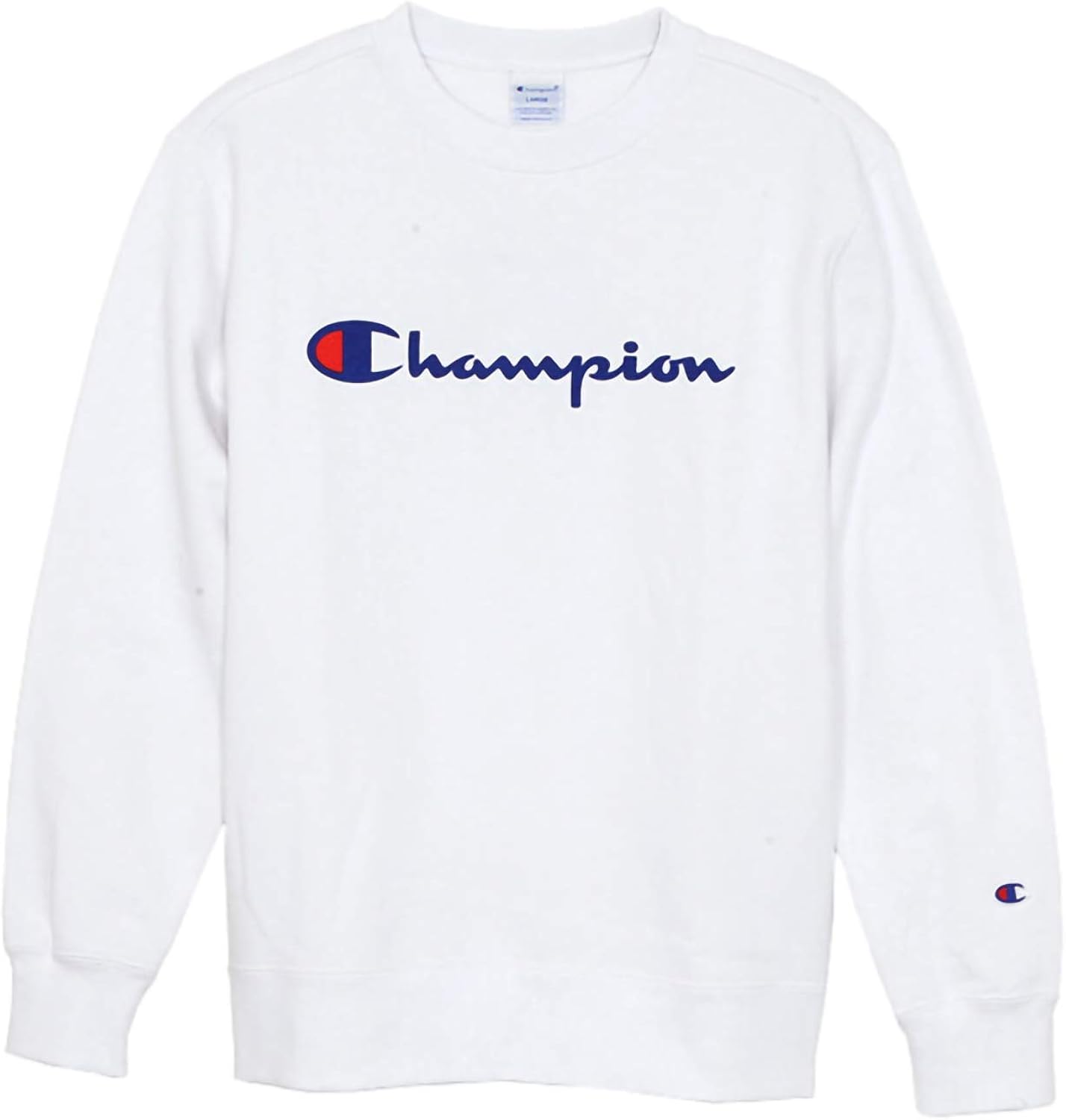 Champion Classic Teens Sweatshirt Logo Long Sleeve Pullover Sweater Cotton Unisex White: Amazon 