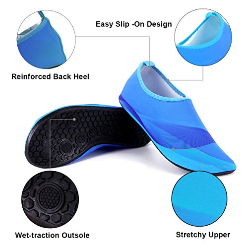 HQdeal Women’s Men’s Water Shoes Quick Drying Outdoor Sports Athletic Sneakers Aqua Shoes Slip On Lightweight Yoga Socks for Swimming Diving Surfing Snorkeling Boating Beach Walking Cool Blue