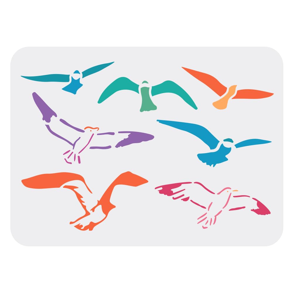 FINGERINSPIRE Seagull Stencils for Painting 29.7x21cm Flying Birds Stencil Reusable Hawks Stencil DIY Craft Bird Drawing Stencil for Painting on Wood Paper Fabric Floor Wall — image 1