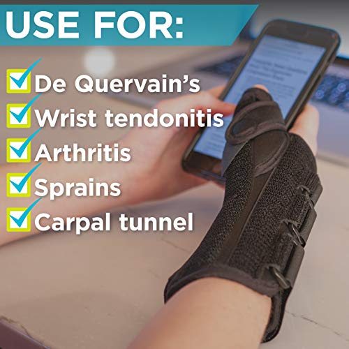 BraceAbility Thumb & Wrist Spica Splint De Quervain's Tenosynovitis Long Stabilizer Brace for