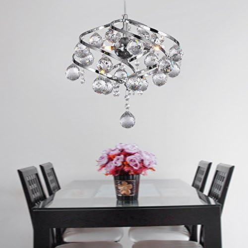 DINGGU Modern Chrome Finish Iron Crystal Chandelier Pendant Lighting for Kitchen Island and Dining Room
