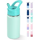 Fijinhom 12oz Kids Water Bottle for School, Toddler Bottles with Straws, Stainless Steel Vacuum Insulated Water Bottle for Boys&Girls, Leak-Proof, BPA-Free, Serenity