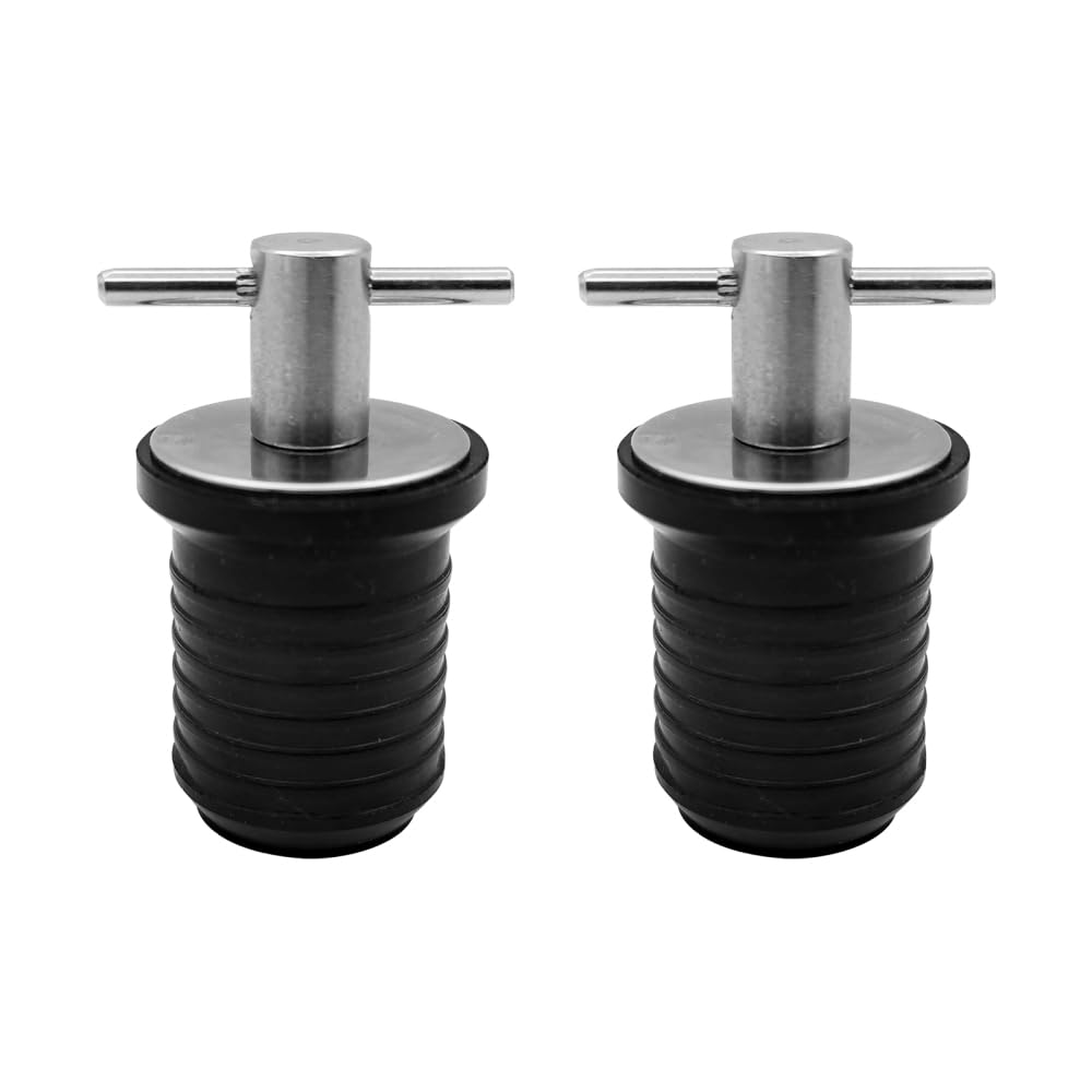 2PCS Boat Drain Plugs, PVC Waterproof Boat Stoppers with Stainless Steel T-Handle for 25mm Boat Hulls Drainage Holes