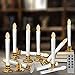 CelebrationLight 10 Pack Flameless Taper Candles with Remote/Timer, Battery Operated Flickering LED Window Candles, Vintage Christmas Electric Fake Candlesticks, Golden Holder
