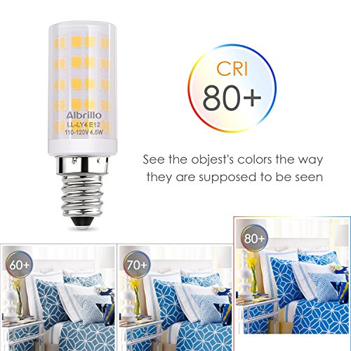 Albrillo E12 Light Bulb Candelabra Light Bulbs 5W, 60 Watt Equivalent Ceiling Fan Bulbs, 3000K Warm White, Non Dimmable LED Light Bulbs, 5 Pack