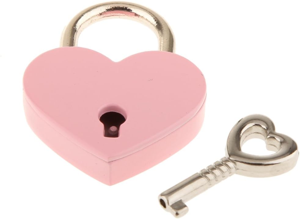 3 Pcs Small Metal Heart Shaped Padlock Mini Lock with Key for Jewelry Storage Box Diary Book, Pink - - 
