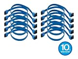 Monoprice 10 Pack 18in SATA 6Gbps Cable with Locking Latch (90 Degree to 180 Degree) - Blue