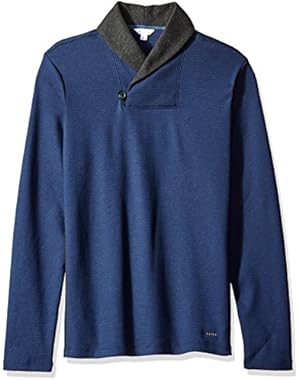Calvin Klein Men's Long Sleeve Color Block Shawl Collar Pullover