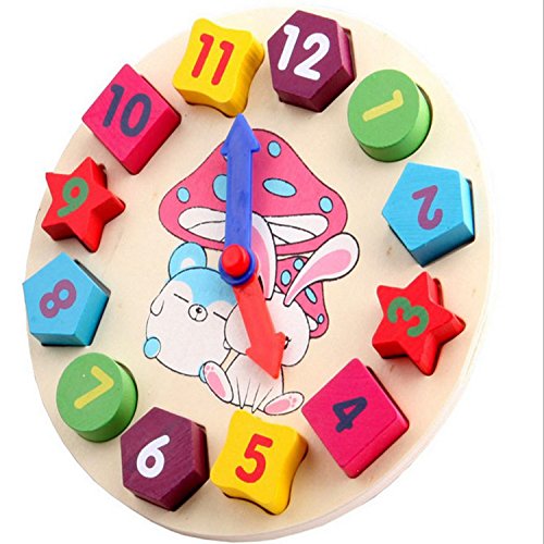 Cartoon Rabbit Digital Clock Matching Wooden Building Puzzles Early Childhood Educational Learning Kids Toy Gifts