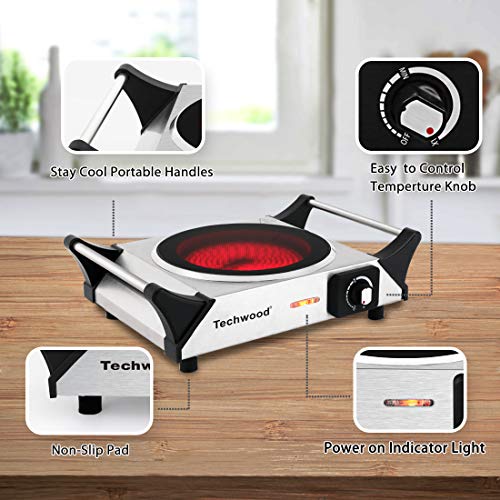 Techwood Hot Plate Infrared Ceramic Electric Stove 1200W Countertop