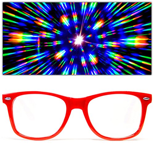 GloFX Diffraction Glasses - Red - 3D Prism Firework Grating