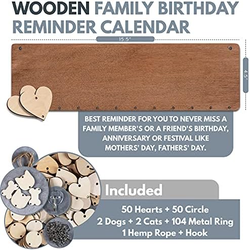 Customized Household Birthday Calendar with Tags & Household Title, Customized Household Birthday Board, Fathers Day Items for Grandpa, DIY Wood Birthday Tracker for Household Occasions, Items for Grandma, Mother