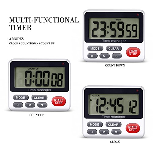 Digital Kitchen Countdown Timer - AIMILAR Count Up Down Cooking Timer Clock with Alarm Magnetic White