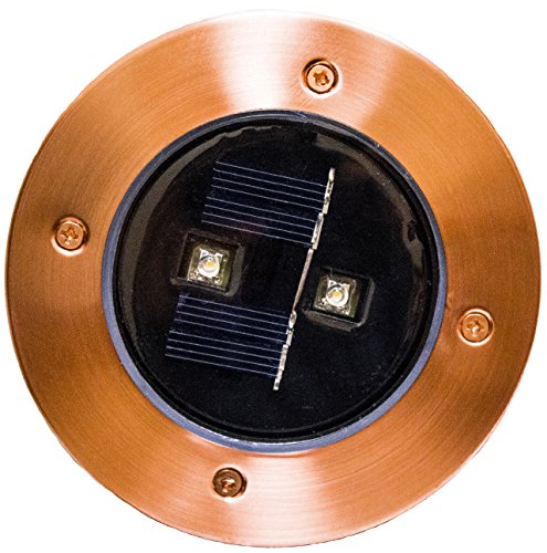 Solar Lights Outdoor Pathway Decorative Waterproof Garden Deck Light Upgraded Dual Warm White LED Brgiht 10 Lumen Decorations Uplight Sogrand Copper Step Lamp for Patio Outside Landscape Walkway 4Pack - Thumbnail 2