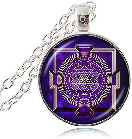 Buddhist Sri Yantra Pendant Necklace Mandala Flowers Sacred Geometry Jewelry Necklace