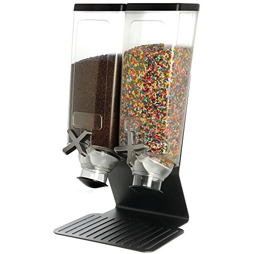 HUBERT 2 Container Cereal Dispenser with Stand - 9 3/16"L x 8 1/8"W x 17 3/16"H