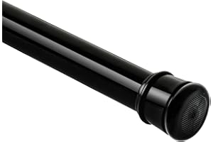 Ginbel Direct Shower Curtain Rod 56-104 Inch, 1"Diameter Spring Long Adjustable Tension Curtain Rods for Bathroom Windows Closet No Drilling No Rust, Black