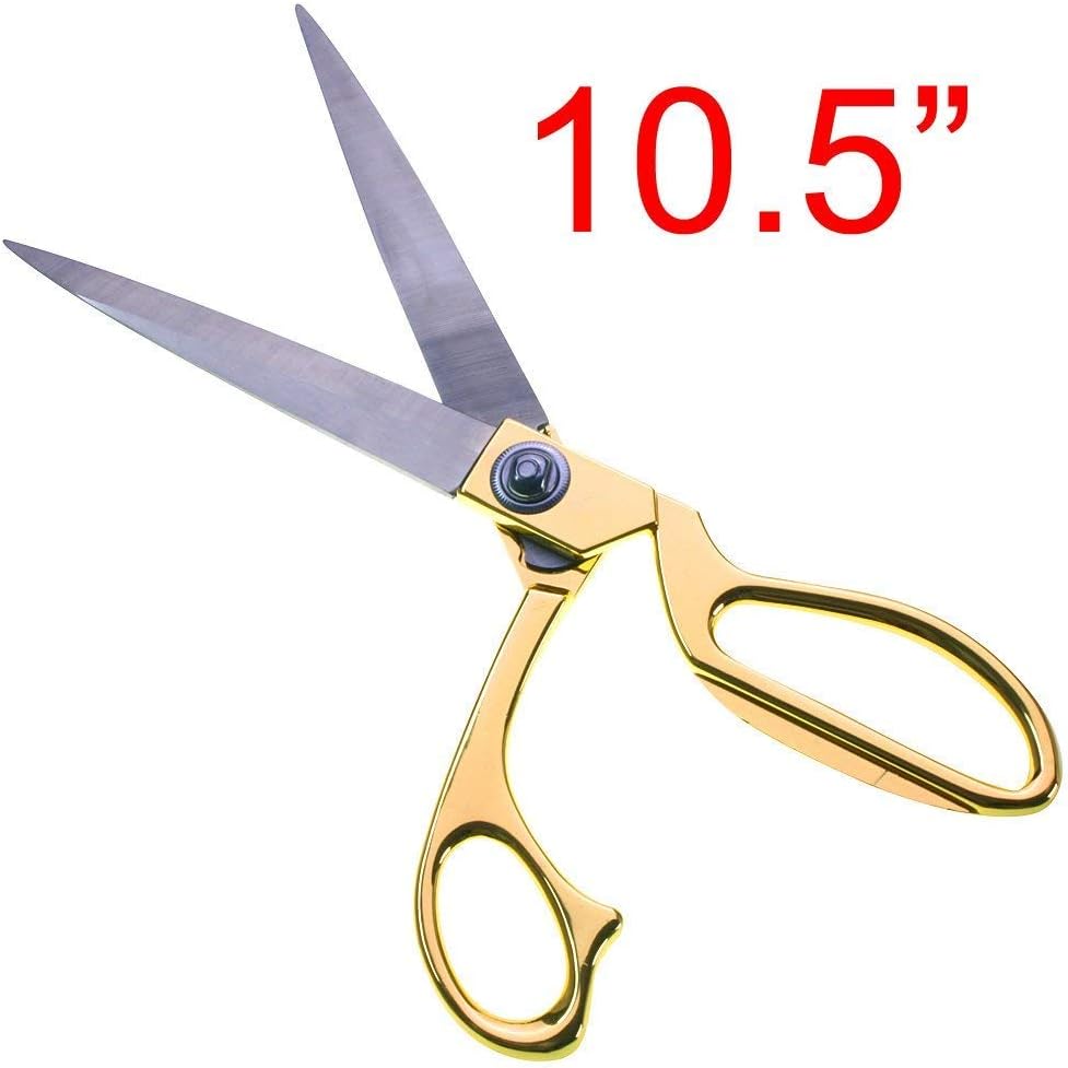 10.5 inch Fabric Tailors Scissors Gold Stainless Steel Sharp Dressmaker Scissors Strong Long Large Kitchen Heavy Duty Multi Purpose Shears for Sewing Craft Kitchen Office Paper Carboard Adult - Image 3