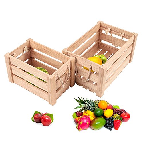 chinkyboo 2 Set Wooden Crate Vintage Vegetable Storage Box Farm Shop/Grocer Display Boxes Buy