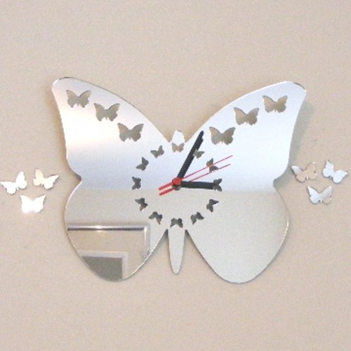 Butterflies out of Butterfly & butterfly clock dial mirror - 35cm x 30cm