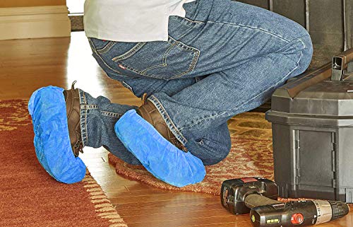 Shoe Covers Disposable,200 Packs (100 Pairs),Large Size Fits Most People,Shoe Cover Booties for Indoor and Outdoor, Hospital & Construction.Protect Your Home, Floors and Shoes(Blue) (blue)