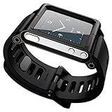 SQdeal Collection iPod Nano 6th Gen Wrist Strap Watch Band Case w/ Adjustable length Function, with Touch Pen (Black)