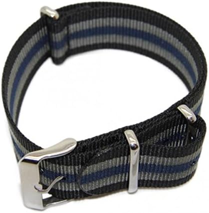 NATO Watch Strap (22mm) with Stainless Steel Buckle/Extra Long 283mm XL 22.4