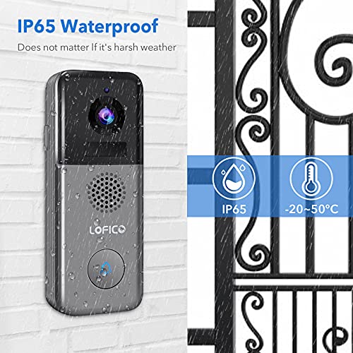 Video Doorbell Camera, LOFICO 2K WiFi Wireless Rechargeable Battery Powered Doorbell Camera with Wireless Chime, Motion Detection, Night Vision, 2-Way Audio, Support Local Storage and Cloud Storage