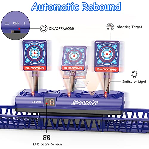 Bersaglio Elettrico Mobile per Nerf con Pistole Giocattolo, 40 Dardi Proiettili e Polsino, Ripristino Automatico Digitale Punteggio Target con Luce Suono, Regalo per Ragazzo Ragazza da 5-12 Anni