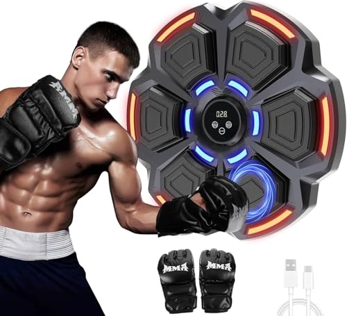 snawowo Music Boxing Machine Adulte - 9 Modes de 9 Vitesse Boxe Mural Musique avec Gants de Boxe - Comptage Intelligent et Bluetooth Musicboxing pour Entraînement à la Maison