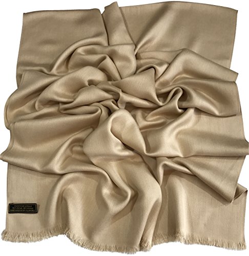 CJ Apparel Nude Solid Color Design Nepalese Fringe Shawl Pashmina Scarf Seconds NEW