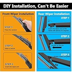 AUTOBOO 24"+18" Windshield Wipers with 14" Rear