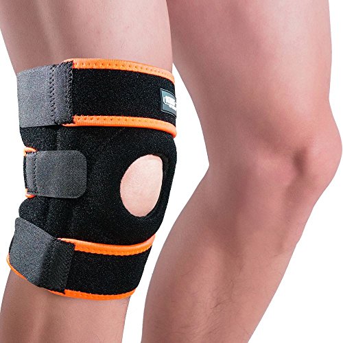 King of Kings Knee Brace Support Sleeve for Arthritis, Meniscus Tear, ACL, Running, Basketball, Sports, Athletic, MCL, Runners - Adjustable Open Patella Stabilizer Protector to Relieve Pain (Orange)