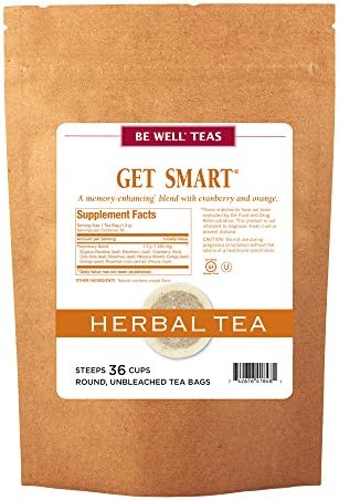 The Republic of Tea Be Well Teas No. 16, Get Smart Herbal Tea For Memory/Focus, Refill Pack of 36 Tea Bags