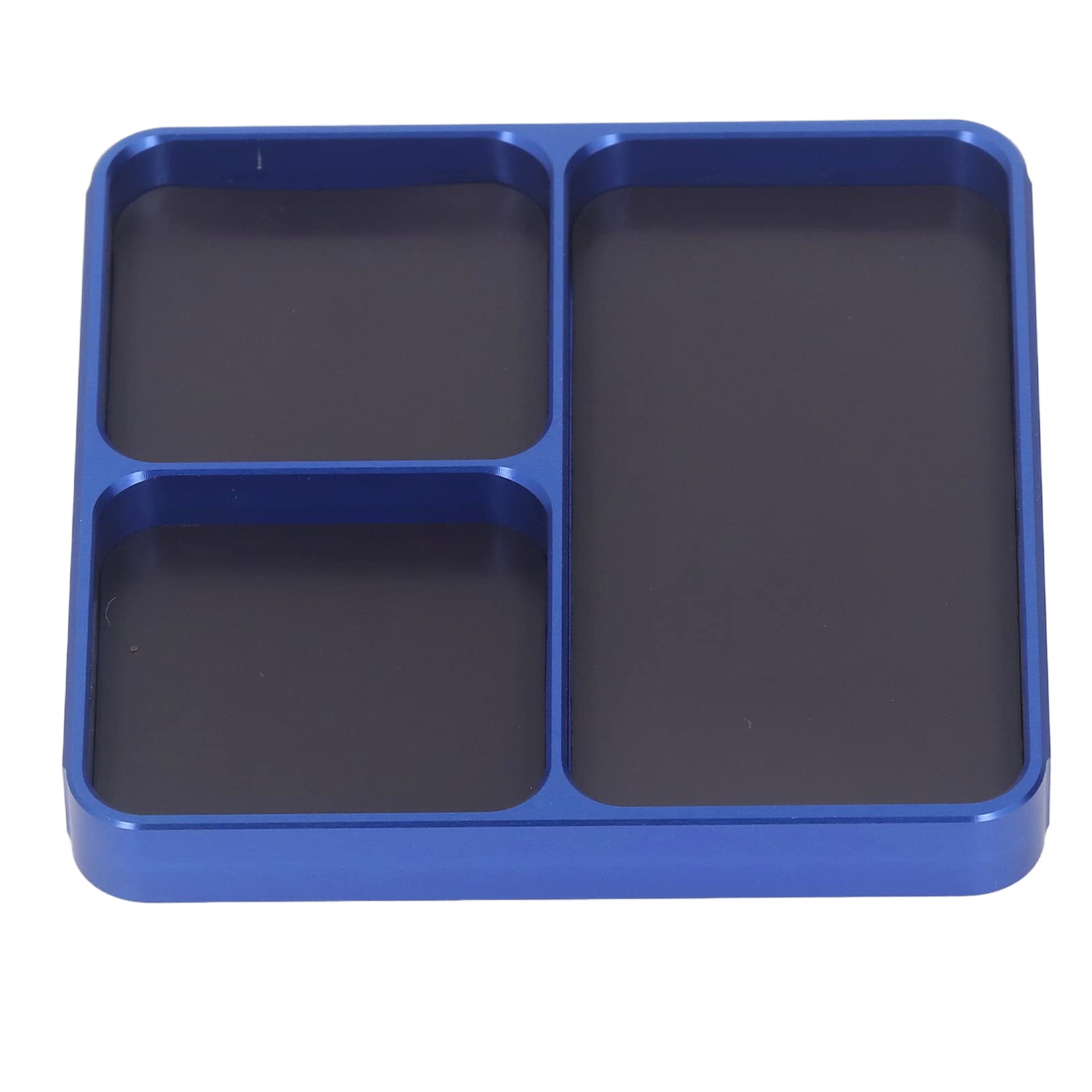 Magnetic Tray, Blue Skid Resistant Aluminum Alloy Easy Cleaning Screws Holder for DIY Projects Workshop, 13.8x11x2cm